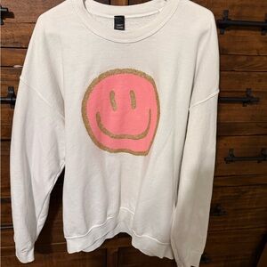 Sweet Claire White Top with Pink and Gold Design